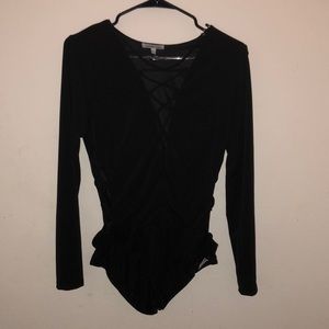 Long sleeve, black bodysuit from CHARLOTTE RUSSE